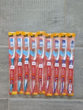 Soft Bristle Dual Clean Toothbrushes - Assorted Blue, Teal, Purple
